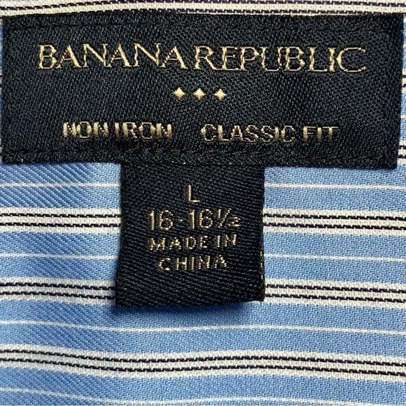 Banana Republic Non Iron Striped Dress Shirt in Blue/Yellow Men’s L/16-16 1/2 - Picture 5 of 6